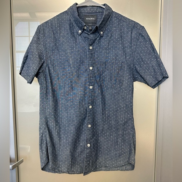Bonobos Slim Fit Chambray White Polka Dots Casual Shirt size small - Picture 1 of 6